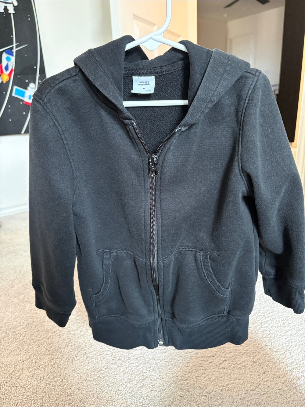 Amazon Essentials Black Kids' Full-Zip Hoodie